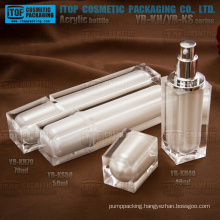 Factory direct sales luxurious good quality double layers square plastic PMMA cosmetic bottle